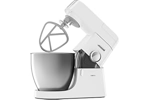 Kenwood Chef XL Impastatrice Planetaria KVL4100W, 3 Ganci e Fruste per Impastare, Montare e Miscelare, Ciotola da 6.7 L, Lavabile in Lavastoviglie, Motore da 1200W, Bianco