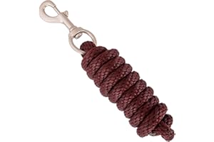 Merauno Horse Lead Rope, 200 cm (1er Pack), brown, Alloy Steel, with Swivel Clip and Carabiner hook