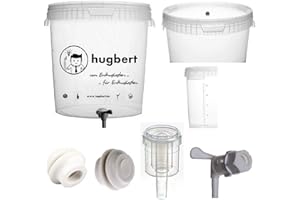 HUGBERT Set 5, 30/33L, Gärbehälter mit Skala Ablaufhahn mit Schlammreduzierung Gärungsrohr