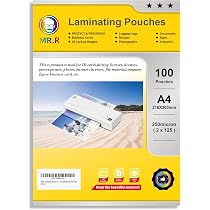 Pochettes Plastification Thermique MR.R A4 - 100 Feuilles 150 Microns - Brillant, Pour Photos Et Documents