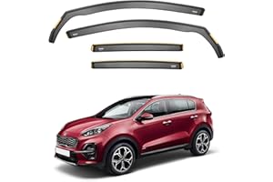 iSpeed Premium Wind Deflectors for Kia Sportage mk4 5-doors SUV 2016-2022 4-pc - Keep Your Car Ventilated in Rain - Reduce Wind Turbulence - Tinted, In-Channel Type