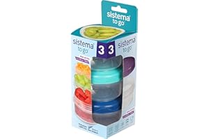 Sistema Snack Pots Mini Bites TO GO Food Storage Containers 130ml Stackable Snack Boxes with Lids BPA Free Pack of 3