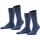Falke Mens Happy 2-Pack Socks Breathable Cotton Flat Seam Extra Soft | Pack of 2 pairs of cotton socks