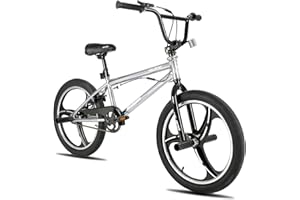 HH HILAND HILAND BMX Bicicletta per bambini da 20 pollici,3 razze, Per bambini e bambine di 7 anni e più，rotore a 361 gradi, freestyle,pedane single speed per bambini,Argenteo