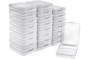 BELLE VOUS Pack de 24 Cajas Plastico Pequeñas Transparentes con Tapa de Bisagra - 11,5 x 9,2 x 2,8 cm - Caja Organizadora Plastico – Mini Recipiente Pastillas, Cuentas, Joyas, Artículos Manualidades