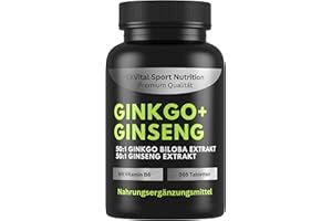‎EXVITAL EXVital® Ginkgo + Ginseng, 365 Tabletten, 50:1 Pflanzenextrakte, hochdosiert - Ginkgo Biloba & Koreanischer Ginseng - Laborgeprüft - Vegan