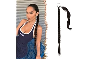 BARSDAR 66cm Longue Tresse Extension de Queue de Cheval avec Attache Cheveux, Droites Enveloppantes Postiches Queue de Cheval Extensions de Cheveux Synthétiques Cheveux Naturel - Foncé Marron Mixte