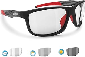 Bertoni Lunettes de Sport Verres Photochromiques Enveloppantes Coupe-Vent de Velo VTT Moto Ski Running - ALIEN F Italy