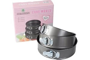 ARIANA HOMEWARE SET of 3 ROUND CAKE TIN SET NON STICK SPRING FORM LOOSE BASE BAKING PAN TRAY(Approx Size: 20/22 / 24 cm)