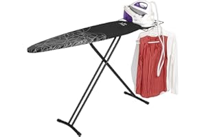 JATA HOGAR TP520 - Tabla de Planchar Plegable Ajustable en Altura, Medidas 123 x 40 cm, Estructura Termocalada, Funda 100% Algodón, Reposa Planchas, Varias Alturas, Fabricación europea
