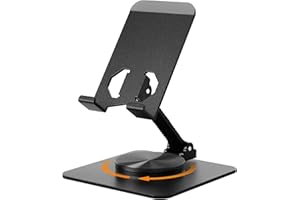 Euqvunn Soporte Móvil Giratorio de 360° para Teléfono Móvil, Altura Ajustable Plegable Suporte Telemóvel, Universal para Todos Los Teléfonos Móviles y Tabletas, Negro