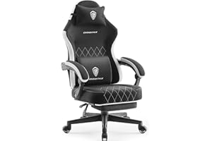 Dowinx Sedia da gaming in tessuto con cuscino primaverile, supporto lombare per ufficio, con poggiapiedi per adulti, ergonomica, grande e alta, per Office Gaming, colore nero