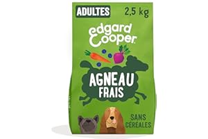 Edgard & Cooper Croquettes Chien, (Agneau Frais, 2.5kg), sans Céréales, Viande fraîche et protéines de qualité, Vrais ingrédients pour Chiens, Hypoallergénique, sans sucres ajoutés