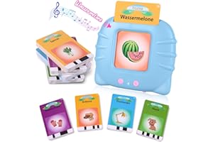 Hangrui Sprechende Flash-Karten, 112 Blätter 224 Wörter, Lernspielzeug für 1-6 Jahre Alt, Elektronisches Lernkarteikarten, Vorschul-Lernmaschine, Spielzeug Geschenk Kinder (Deutsche Version)