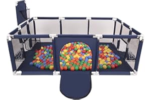 Selonis Recinto Per Bambini Con 400 Palline 6 Cm, Playground Box, Blu Scuro:Giallo/Verde/Blu/Rosso/Arancia
