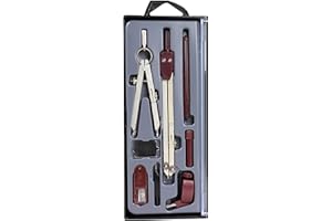 Liquidraw Technical Drawing Professional Set - 8 Piece | Includes Metal Compass With Spring Bow Head Dividers | Ideal Math Drafting & Geometry Tools for School, Engineering, Architecture & Woodworking