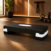 2 Kademeli Ayarlanabilir Step Tahtası, Kaymaz Y&uuml;zeyli Aerobik Fitness Kardiyo Egzersiz Platformu, Siyah Beyaz Ev Spor Stepper