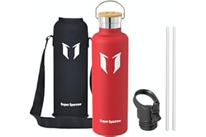 Super Sparrow Gourde Isotherme - Bouteille Isotherme - 350ml/500ml/ 620ml/750ml/1L - Étanche Sport Gourde INOX Bouche Standard - Gourde Enfant sans BPA- Pour Plein Air & Quotidien - Avec 2 Bouchons