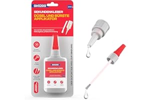 GH1200 (2-in-1) sekundenkleber extra stark mit Pinselapplikator & Düse - Superschneller & stark haftender superkleber - Cyanacrylatkleber super glue für harte Kunststoffe, DIY Handwerk und vieles mehr