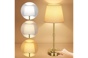 OUTON Bezprzewodowe lampy stołowe z akumulatorem – dotykowe ściemnianie, 3 kolory (3000K–6500K), 5200mAh, USB-C, 60h pracy – do sypialni, salonu, jadalni (Złota – 1 szt.)