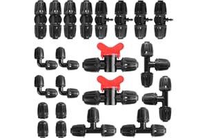 NUYOAH Bewässerungsarmaturen Kit für 1/2" Tropfschläuche für 13/16mm Bewässerungsschläuche 22Stk Gartenbewässerung Barbed Anschluss Bewässerungssystem Micro Drip Verbinder