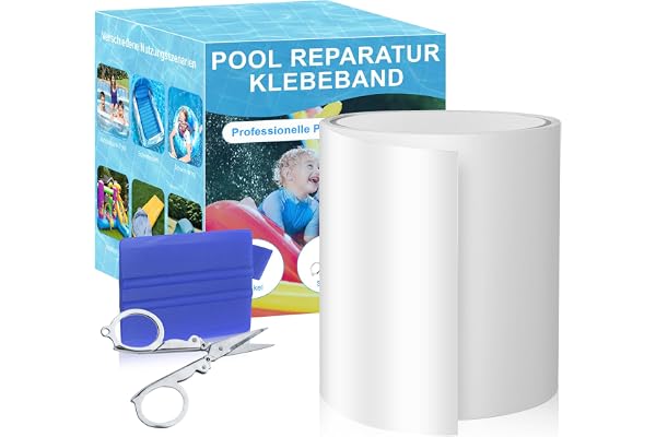 EvcgoX Kit Reparation Piscine, 10cm x 150cm Ruban adhésif réparation Transparent, Rustine Piscine sous l'eau étanche pour lit à Eau, bâche de Piscine, Bateau Gonflable, Matelas Gonflable