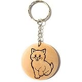 Dreamlife - Portachiavi a forma di gattino, in legno