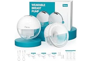 Paruu P10 Electric Breast Pump Hands Free, 4 Modes & 9 Levels Suction with 19/21/24/28mm 338mmHg Strong Suction, Wearable & Portable, Smart Display (2 Pack, White