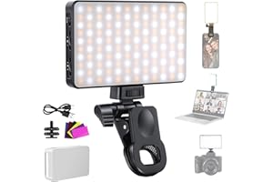 NEEWER BASICS Lampe Selfie LED Téléphone, Lumiere Photo à Pince Rechargeable 2500-9000K, Films Couleur/Diffuseur/3000mAh, CRI95+ Réglable Éclairage Video de Visio pour iPhone Caméra Appel Zoom, BL120B