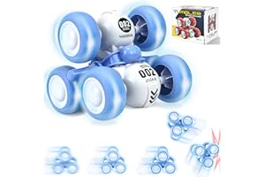 CDDZSW Pull Back Truck for Toddler Boys for Ages 3-5,6 Rounds Inertia 360° Rotating Stunt Car Toys 3 4 5 6 Year Old Kids,Push and Go Vehicle Toy Party Favors for Boys Girls Birthdays Present (Blue)