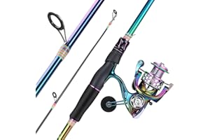 Sougayilang Spinning Fishing Combo, 2-section Colorful Poratble Light Weight Fishing Rod with Super Smooth Fishing Reel for Freshwater Saltwater