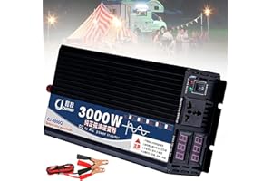 YNITJH Convertidor ​3000W 4000W 5000W Inversor DC 12V/24V/48V/60V a AC 110V/220V ​Transformador,para Camion Instalacion Solar Power Inverter,con Pantalla Digital Dual Y Toma De Ca,3000W-12Vto110V