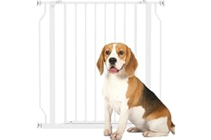 PawHut Cancelletto per Cani Estensibile 75-85 cm e Regolabile per Scale e Porte, Cancello per Cani Alto 76 cm in Acciaio e ABS, Bianco