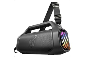 Soundcore Boom 2 Plus Enceinte Bluetooth puissante, 140W, 2+2 canaux stéréo, BassUp 2.0,Charge Rapide 30W, 20h, IPX7, lumières RGB, USB-C, pour l'extérieur, Le Camping, la Plage et Le Jardin
