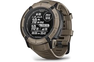 Garmin Instinct 2X Solar Tactical, Reloj Inteligente con GPS Resistente al Agua, Carga Solar, Funciones Tacticas y Deportivas, Pulsioximetría, Notificaciones del Smartphone, Marrón