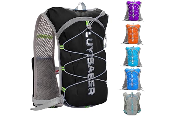 Sac à dos d'hydratation pour course à pied, sangles de poitrine légères et réglables, compatible avec la vessie d'eau de 2 L, sac à dos respirant et réfléchissant pour homme et femme pour randonnée,