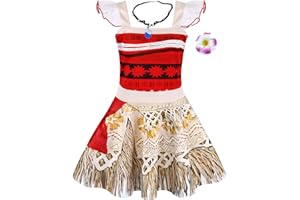 Jurebecia Princess Costume For Girls Kids Princess Dress Adventure Outfits Set for Girls Princess Dresses Strappy Child Clothes with Necklace and flower clip Halloween Age 2-3 Years