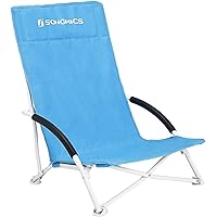 SONGMICS Strandstuhl mit hoher Rückenlehne, tragbarer Klappstuhl, klappbarer Campingstuhl, faltbar, leicht, komfortabel…