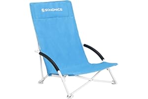 SONGMICS Sedia Spiaggina Pieghevole Portatile Sedia Sdraio da Campeggio Spiaggia Richiudibile con Borsa