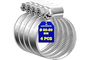 4 Piezas Abrazaderas Metalicas para Tubos Ø 60-80 mm - Abrazadera Metalica para Manguera de Piscina Jardin Lavadora Tuberia de Agua - MONTERAL