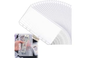QEEROYO 20Pcs Cash Envelopes, PVC Zipper Folders, Budget Binder Pockets, Plastic Notebooks, for Money, Cards, Photos