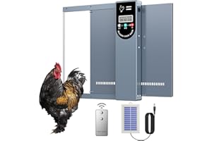 CHAMUTY Porte Poulailler Automatique Solaire, Porte Automatique Poulailler Solaire Porte en Aluminium Capteur de Lumière - Affichage LED, Commande de minuterie, Multi-Modes, Gris