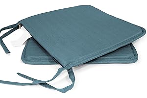 MANEMI Pack 2 Cojines para Silla 40x40x2cm - Cojín Decorativo con Textura de Bambú para Silla, Sofá o Comedor - Juego de Cojines de Asiento Estilo Rústico y Transpirable con Cintas de Sujeción,