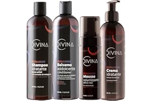 Kit Addolcente e Volumizzante per capelli mossi, ricci, super ricci e afro Natural&Amazing di DIVINA BLK, 4 prodotti inclusi, trattamento completo