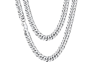 ChainsHouse Collana Uomo Catena Spessa Acciaio Collana Cubana Solida Levigatura Liscia Argento 18K Oro Nero Larghezza 5/7/10/13.5 MM Lunghezza 46-76 CM Impermeabile e Anallergico