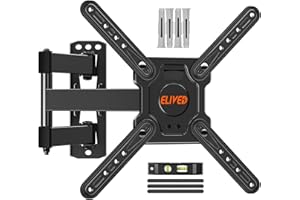ELIVED TV Wall Bracket Tilt Swivel for Most 26-50 Inch LED, LCD, OLED Flat/Curved TVs with Max VESA 300x300mm up to 25KG, Full Motion TV Bracket with Articulating Arm, Monitor Wall Mount EV1033