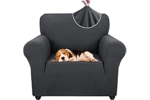 ‎YSTYLE Ystyle Sofa überzug 1 Sitzer Mit Armlehne, Stretch Sofabezug rutschfest, Modern Sofa Cover Für Hunde Haustiere, Atmungsaktiv Couch überzug Mit Elastic Bottom, Grau