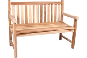 Ambientehome 2 Sitzer Bank Teakholz Gartenbank Teakbank, ca. 100 cm breit