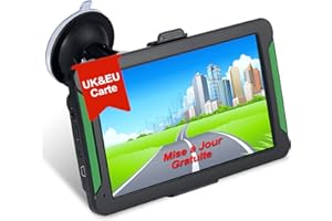 GPS Voiture, TOUTBIEN Navigation Auto 7 Pouces Écran Tactile Multi-Languages Guidage Vocale pour Voiture, Camion, Poids Lourd, Dernières Cartes UK Europe Cartographie Mise à Jour Gratuite à Vie