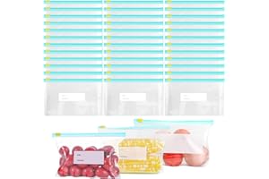 TOPBELIEF 60 Piezas Bolsas Congelacion, Bolsas Zip 1L, Bolsas Para Congelar Alimentos, Bolsas Herméticas Reutilizables Para Bocadillos de Carne Frutas y Verduras